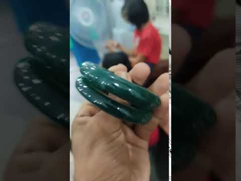Vòng Tay Bản Hẹ Ngọc Cẩm Thạch Xanh Đậm
